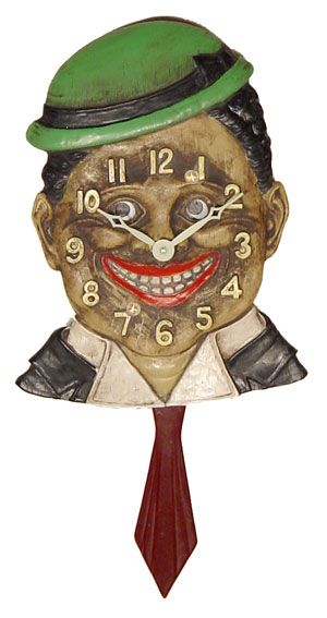 LUX BLINKING EYES & SWINGING TIE DIXIE BOY NOVELTY CLOCK  