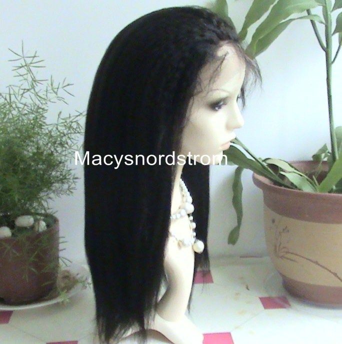 Lace Front 100% Indian Remy Wig 18 Kinky Straight  