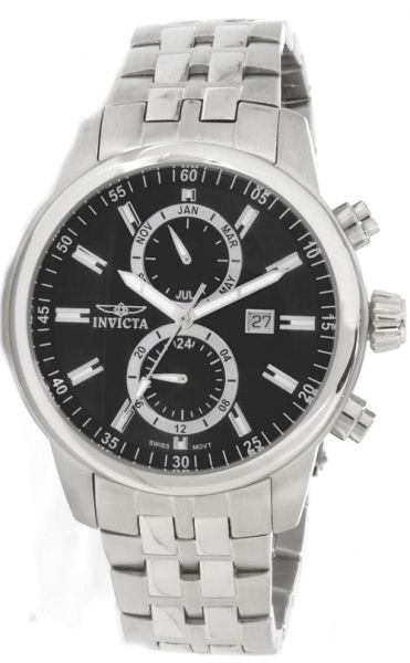 Invicta Mens Swiss Quartz Dual Time GMT Stainless Steel Bracelet Date 