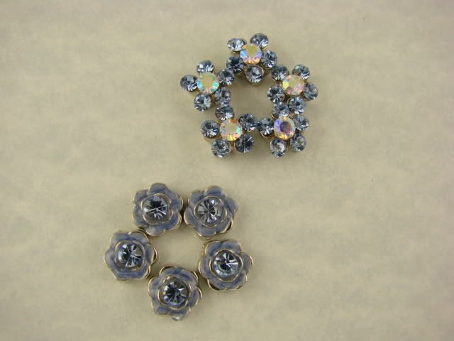 Hole Beads QTY 10 BLUE Daisy & Rose Made with Lt Sapphire Swarovski 