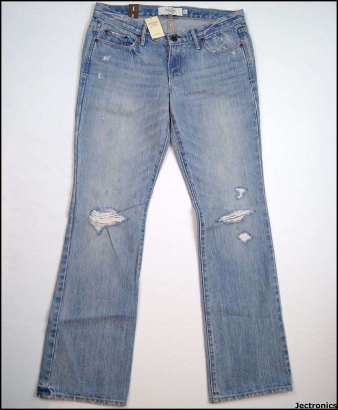 NEW ABERCROMBIE & FITCH WOMENS LOW RISE RIPPED JEANS  