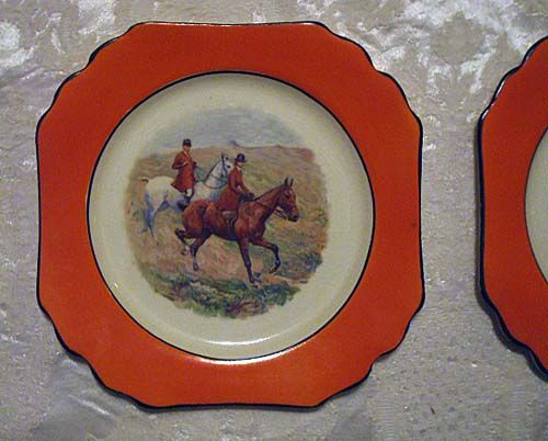 VTG ANTIQUE NHP HULL POTTERY EQUESTRIAN HORSE RIDING PLATE DISH HAND 