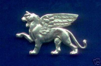 Lion Jewelry Pewter Winged Lion Brooch SCA LARP 0416  