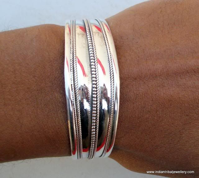 TRADITIONAL DESIGN STERLING SILVER CUFF BRACELET BANGLE  