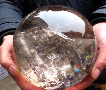 12.0lb AAA++ smoky QUARTZ CRYSTAL rainbow SPHERE BALL  