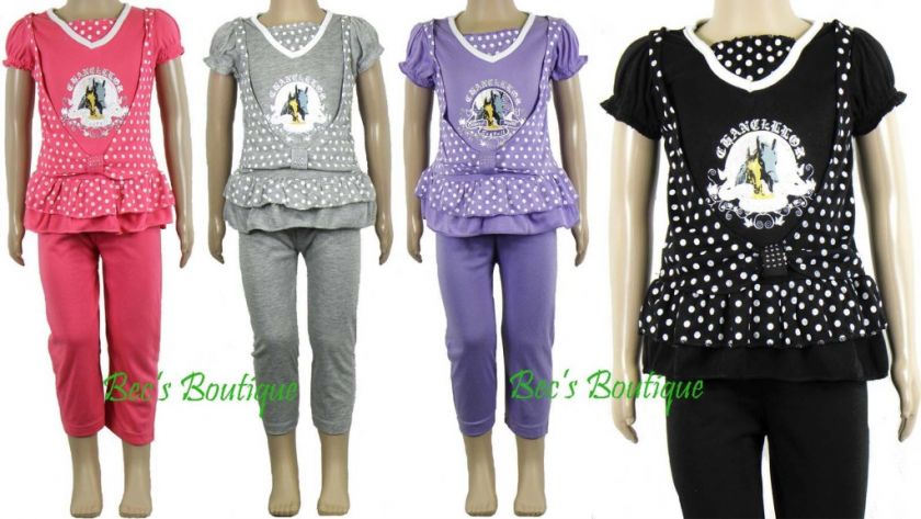   Top and Leggings Full Outfit Set 3 12yr Kids Childrens Clothing  