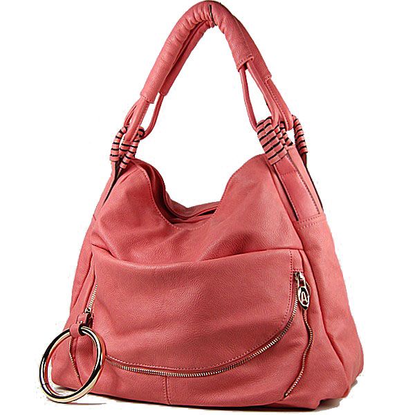   ELEGANT DESIGNER INSPIRED SOLID HOBO HOOP STYLE HANDBAG PURSE PEACH