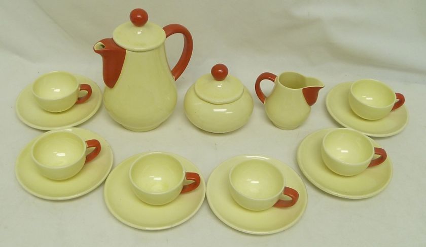 VINTAGE CZECHOSLOVAKIA PORCELAIN MINIATURE CHILDRENS TEA SET YELLOW 