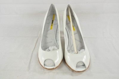   ITALY 81150 WHITE LEATHER PEEP TOE HEELS PUMPS 38 8 (1567) $200  