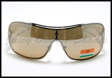 Mens SHIELD Stylish Fashion Sunglasses RIMLESS GOLD BEIGE  