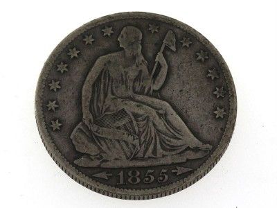 1855   O US Liberty Seated Arrows at Date Half Dollar $1/2 Silver Coin 