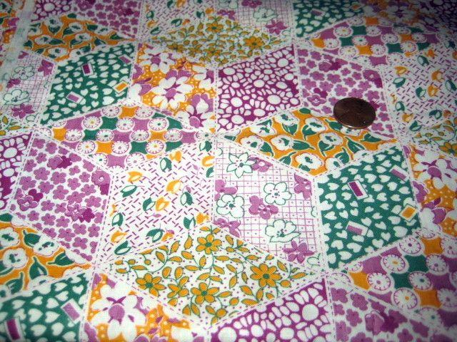 yd~VTG Yellow lavender Green patchwork quilt Cotton Fabric~1930s 