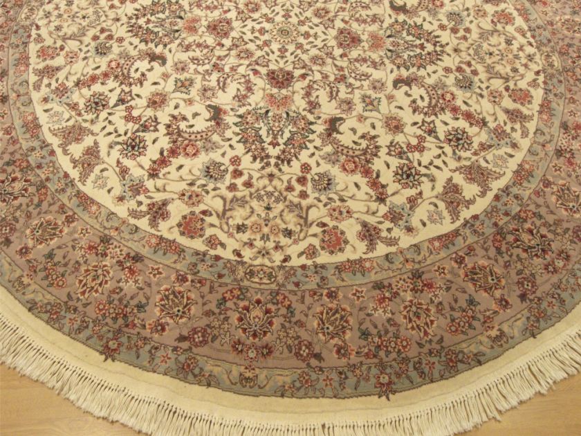 Beautiful Handmade Round Oriental Rug Wool & Silk Tabriz Rug 