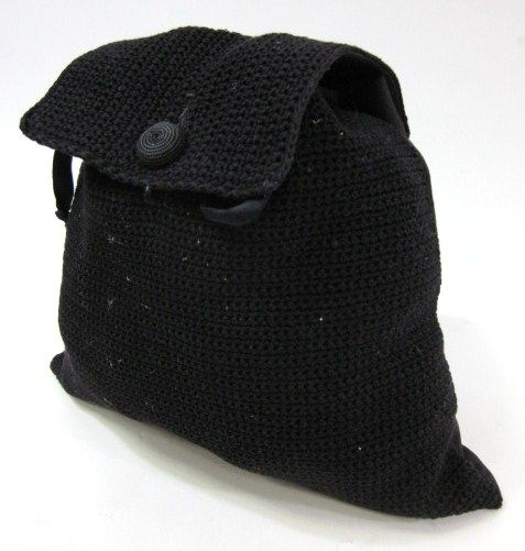 DESIGNER Black Knit Drawstring Backpack Handbag  