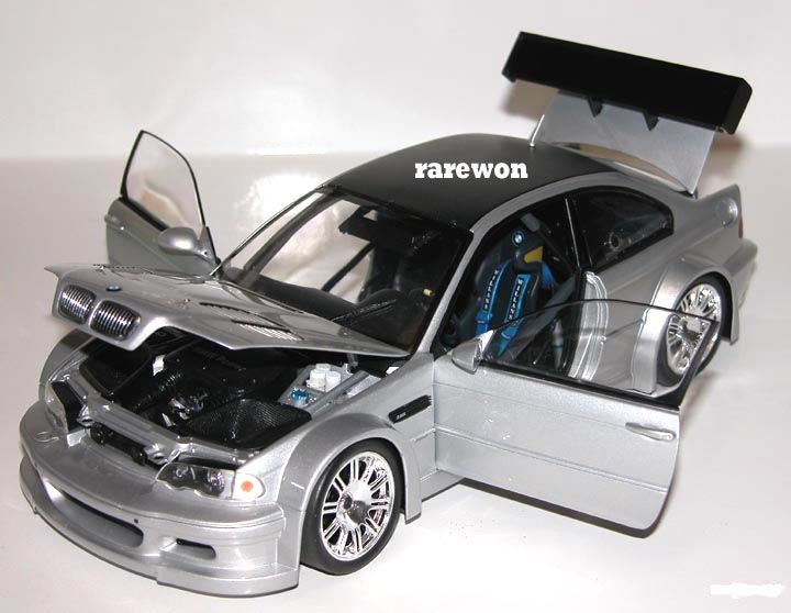 BMW E46 M3 GTR Street SILVER with CARBON FIBER roof, rear spoiler and 