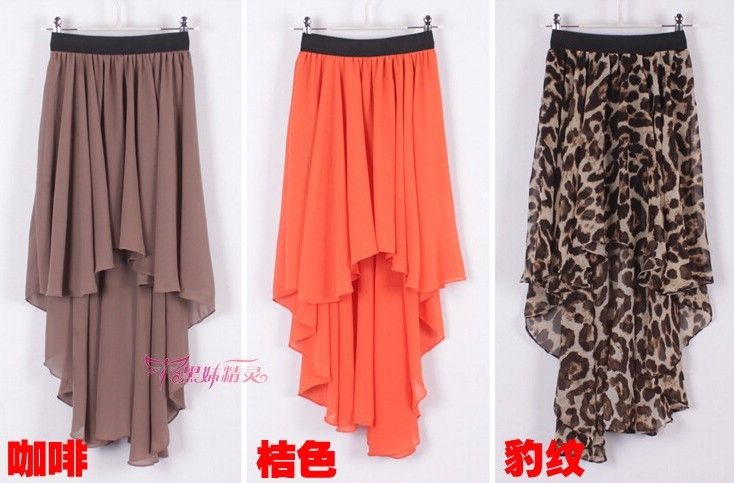 2012 Sexy Elegant Asymmetric Chiffon Long Maxi Skirt Elastic Waist 