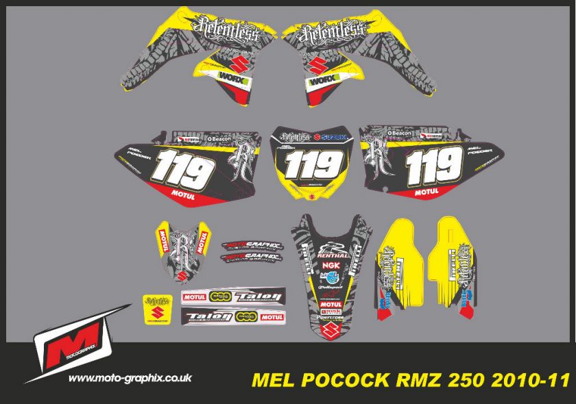 New/Custom/Motocross/Suzuki/RMZ 250/Graphic kit/2010 2012/Relentless 