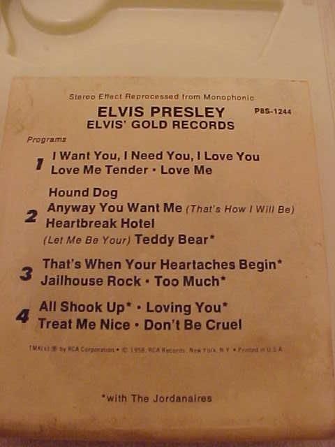 1958 70s QTY 7 ELVIS GOLD RECORDS & MORE 8 TRACK TAPES  