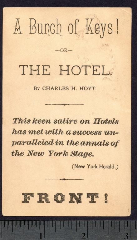 1880s Charles H. Hoyt A Bunch of Keys Hotel theater stage play Adv 
