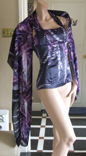 Just/Roberto Cavalli 38 BNWT Purple Bustier+Scarf £320  