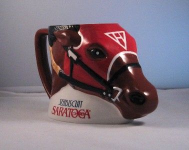 NIB SARATOGA SEABISCUIT MUG CUP STEIN CERAMIC RACEHORSE  