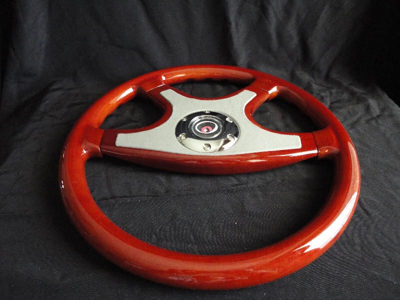 NEW 15 GRAY FRONT LEATHER WOOD GRAIN STEERING WHEEL  