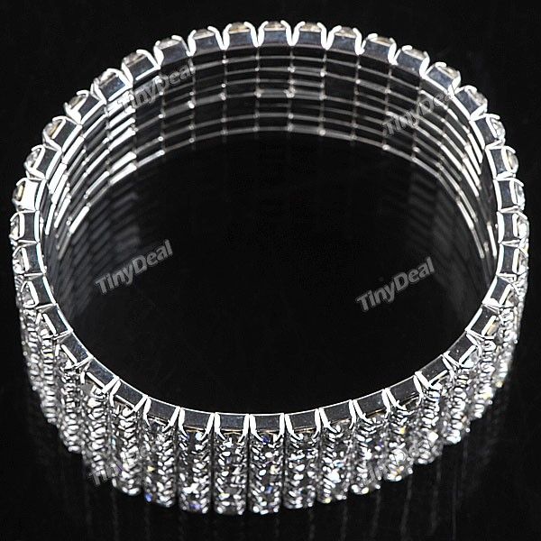   Row Elastic Crystals With Rhinestones Bracelet Bangle WNL 65738  