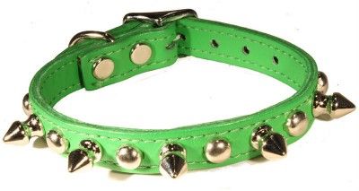 Dog Pet Puppy Emerald Green Leather Spike Stud Collar  