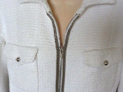 5280 CHANEL WHITE ZIPPER CHAIN JACKET 11P 42  