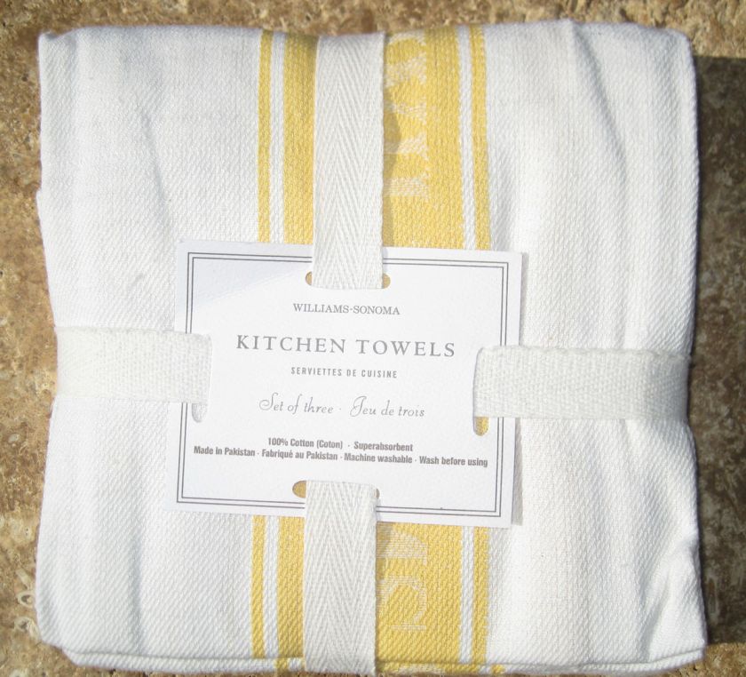 WILLIAMS SONOMA / KITCHEN TOWELS ~ DIJON LOGO STRIPE ~ OTHER COLORS 