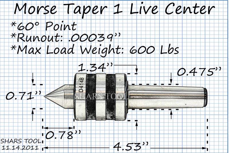 MT1 LIVE CENTER MORSE TAPER TRIPLE BEARING 1 MT .0002  