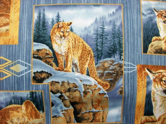 Look Into My Eyes Cougar Mountain Lion Fabric  