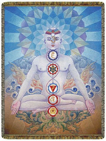 CHAKRAS TAPESTRY THROW BLANKET 52 x 63 wicca  