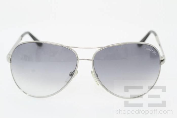 Tom Ford Silver & Black Charles Aviator Sunglasses TF35 753  