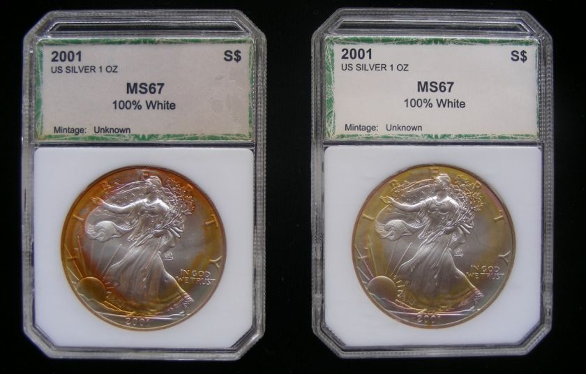 HILARIOUS Lot of 2 100% WHITE Certified Silver Eagles  