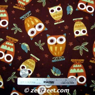 Amy Schimler~ON A WHIM OWL~BROWN Quilt Fabric /Yd.  