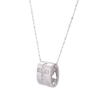 Italy .925 Silver Necklace w/ CZ Cross Charm Pendant  