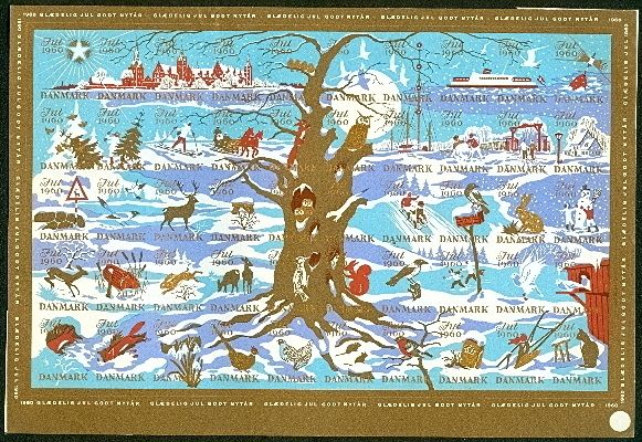 Denmark Christmas seals Coll 28 IMPERFORATED sheets  