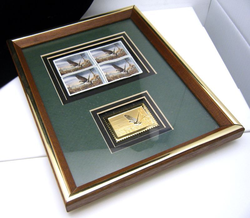 Ducks Unlimited 1990 Waterfowl Stamp Year Block Framed  