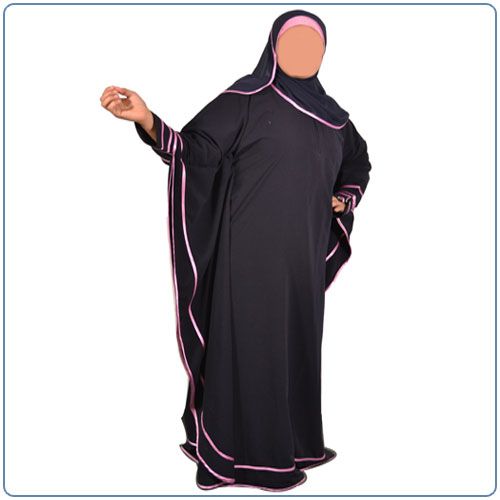   Navy blue butterfly (Farasha ) Abaya with a purple satin trim