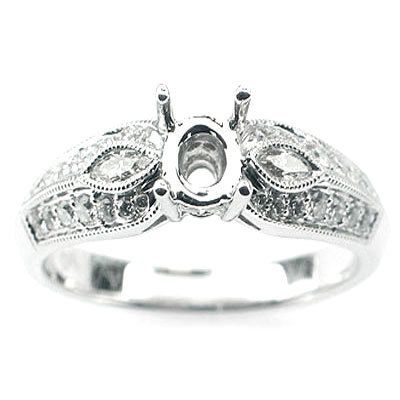 35CT D VVS MARQUISE & ROUND DIAMOND SEMI MOUNT RING  