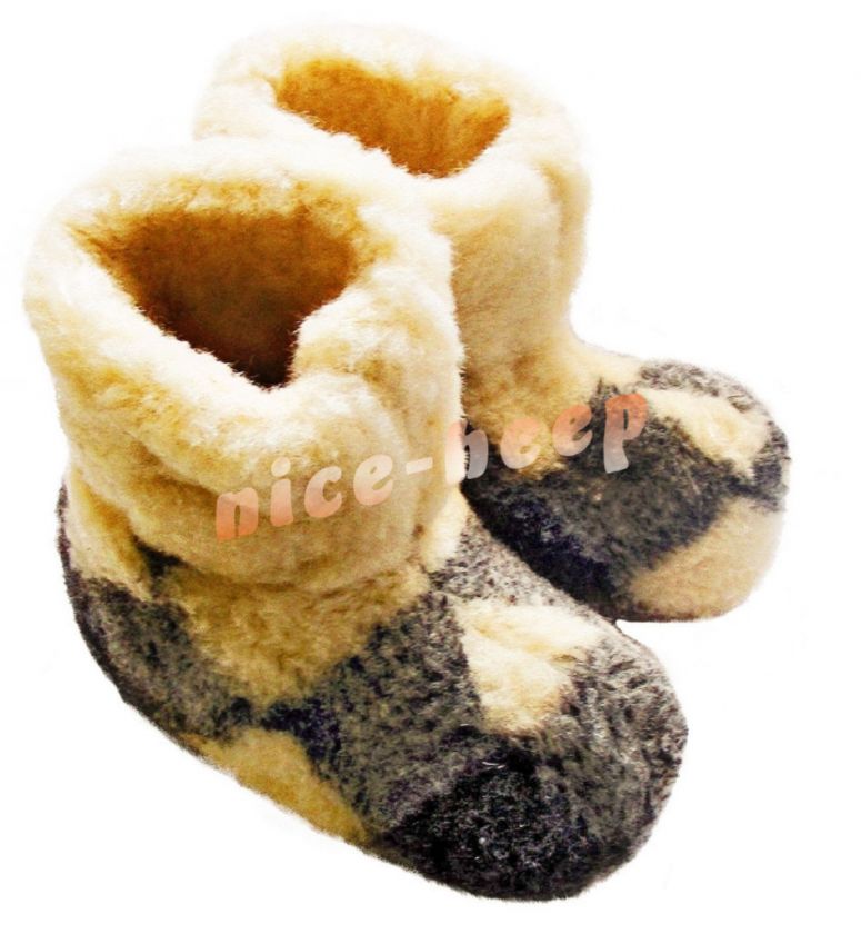 MENS SHEEPSKIN VERITABLE SLIPPERS FELT BOOTS WOOL  