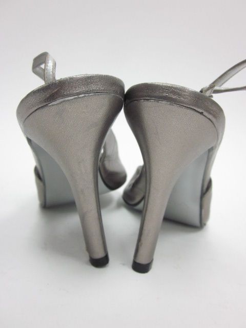 VOZ Metallic Silver Pointed Toe Slingbacks Heels Sz 9  