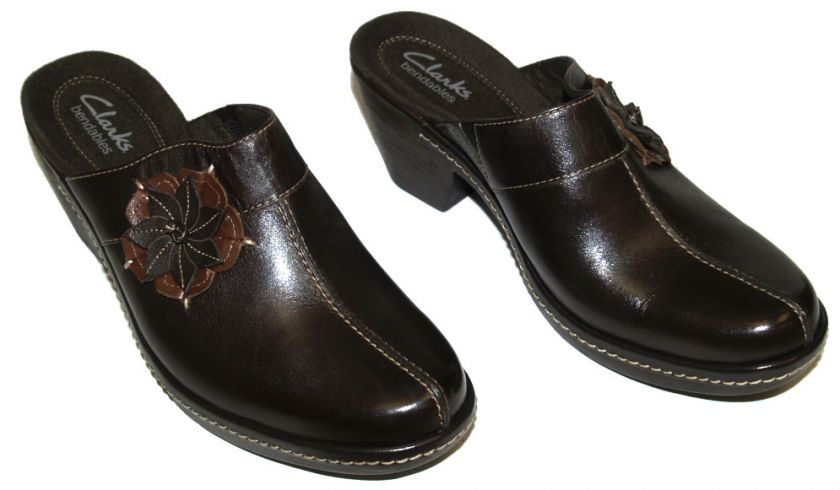 CLARKS WOMEN CLOGS BENDABLES 37318 BROWN LEATHER 7M RETAIL PRICE $75 