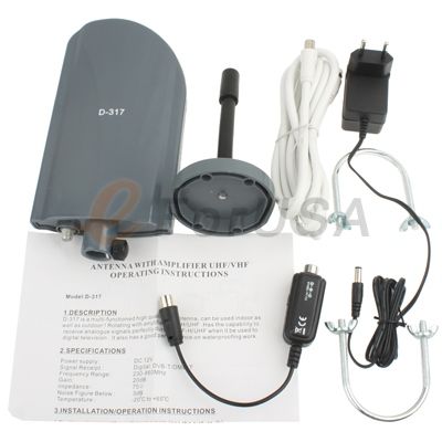   36dBi UHF / VHF / FM / DVB T Amplified Indoor HDTV TV Antenna  