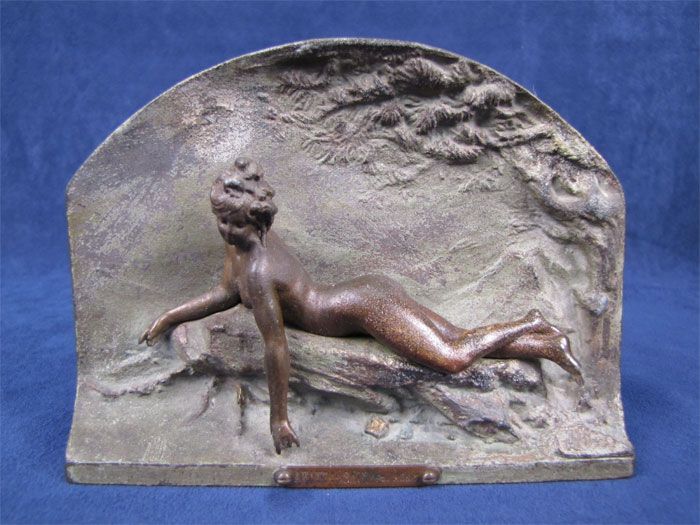 Vintage Art Nouveau Lucien Alliot Sculpture Woman Bath  