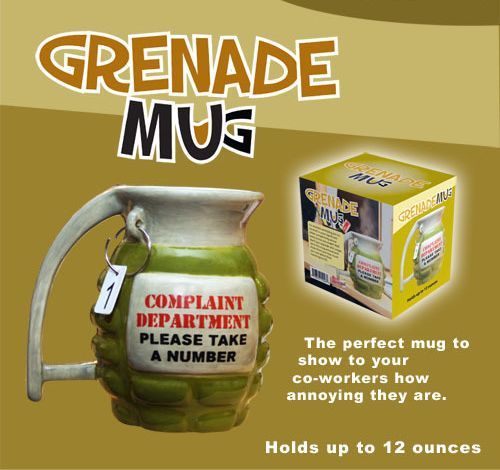 GRENADE WAR MUG   gag joke coffee tea kitchen office  