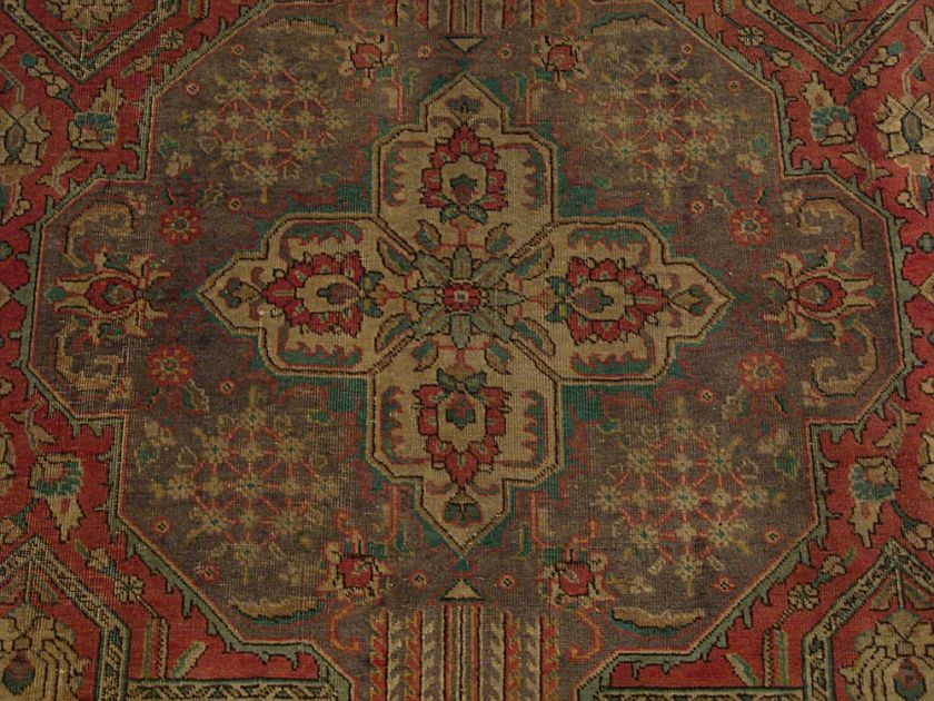 x12.8 Handmade Antique Persian Tabriz Heriz Wool Rug . Beautiful Rug 