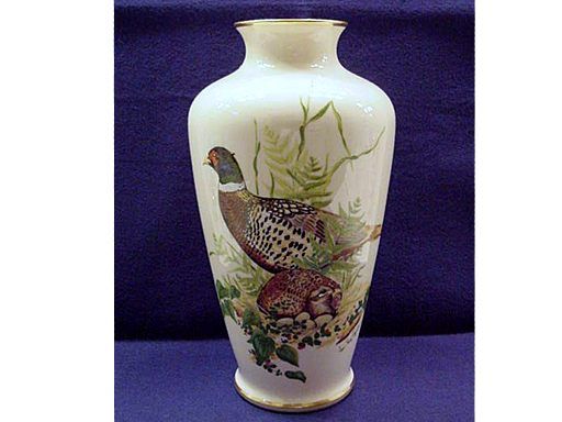   Lg. Limited Edition 12 Vase PHEASANT Artist Signed Gerischen  