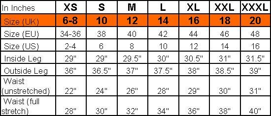   XS for all orders of size 6 and size 8, as detailed in the chart below